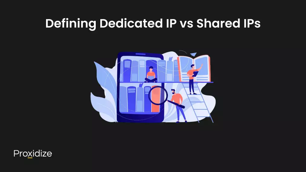 Images of a large phone showing books and a person sitting inside the phone on their computer. There is another person below with a large magnifying glass on one of the books and a third person to the side looking at a large book. On top of the image is text reading