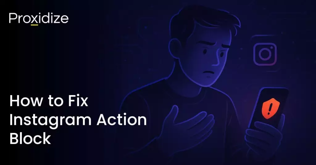 Image showing a man confused while staring at his phone with the Instagram logo to the side. Text to the left reads 