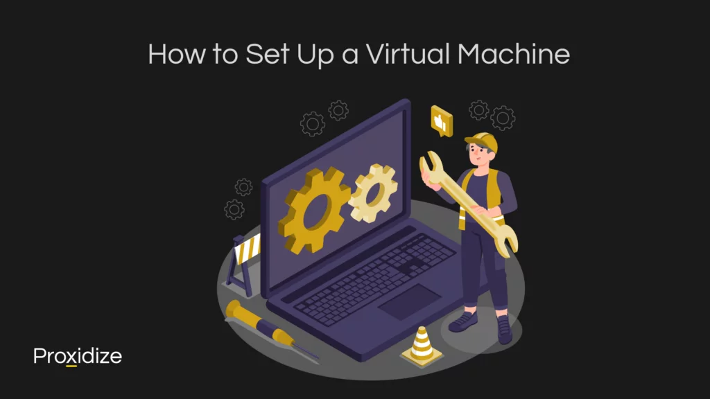 A drawing of a person with a wrench standing next to a laptop under the title