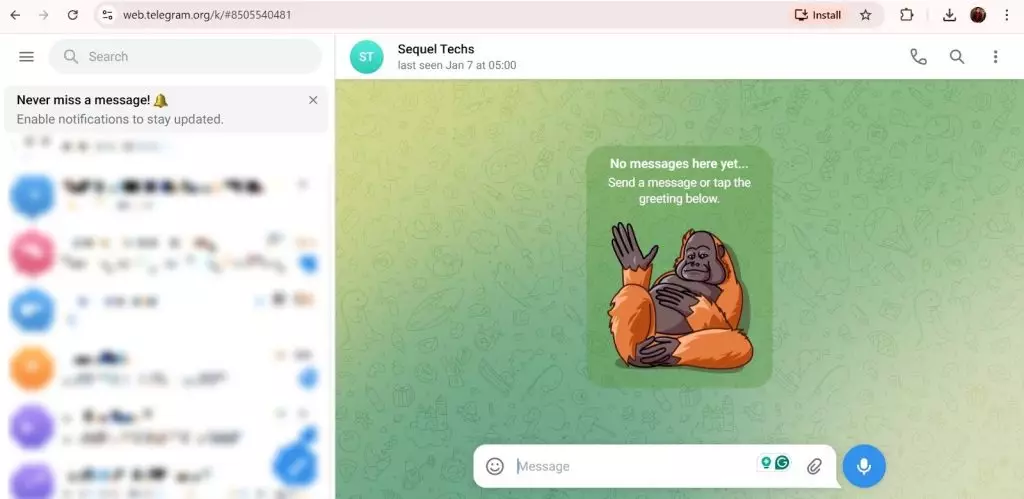 A screenshot of Telegram Web K