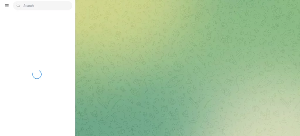 a screenshot showing chats loading in on Telegram Web