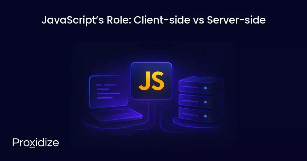 A client and server connected by JavaScript under the title 