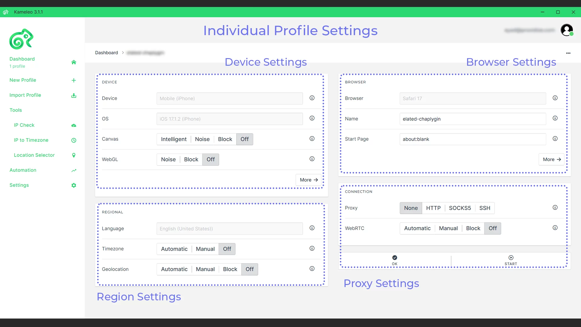 Kameleo Profile Settings