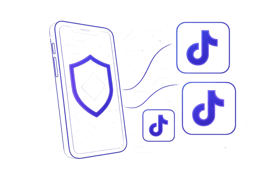 a drawing of a mobile phone connected to tiktok logos