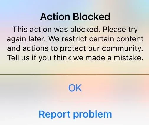 Image of an Instagram Permanent Action Block