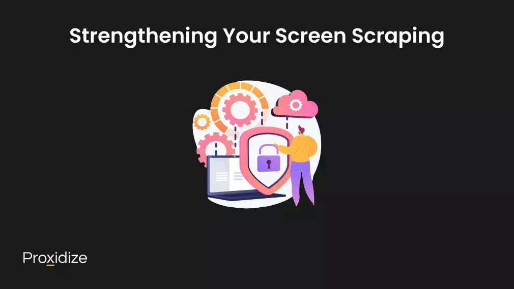 Image of a man standing in front of a computer that has a shield between them. Text above the image reads