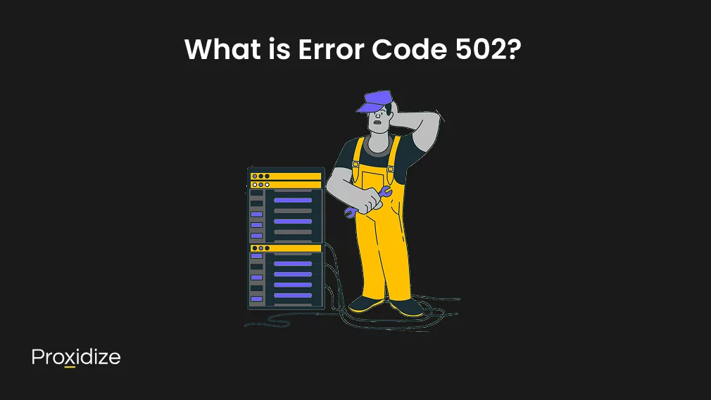 Image of a repairman looking confused at a server. Text above reads