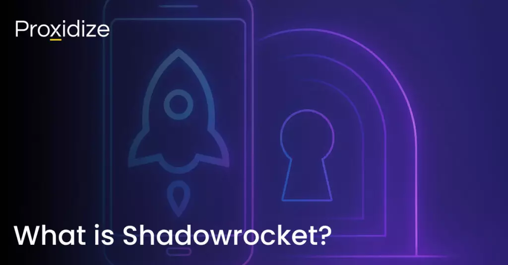 A drawing of a mobile phone with the Shadowrocket logo next to a padlocked tunnel next to the title 